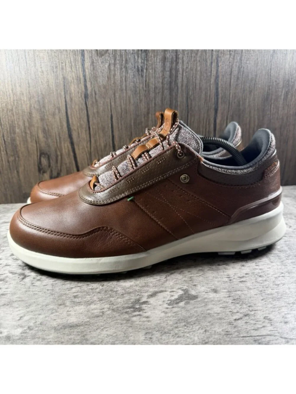 FootJoy Stratos Mens Brown Cognac Leather Spikeless Golf Shoes 50065 Size 11.5 M